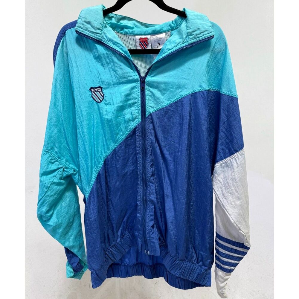K Swiss Vintage aqua & periwinkle hooded windbreaker